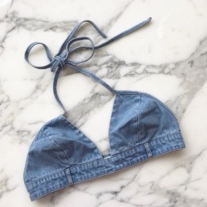 Denim Halter Bikini Top (NEW)
